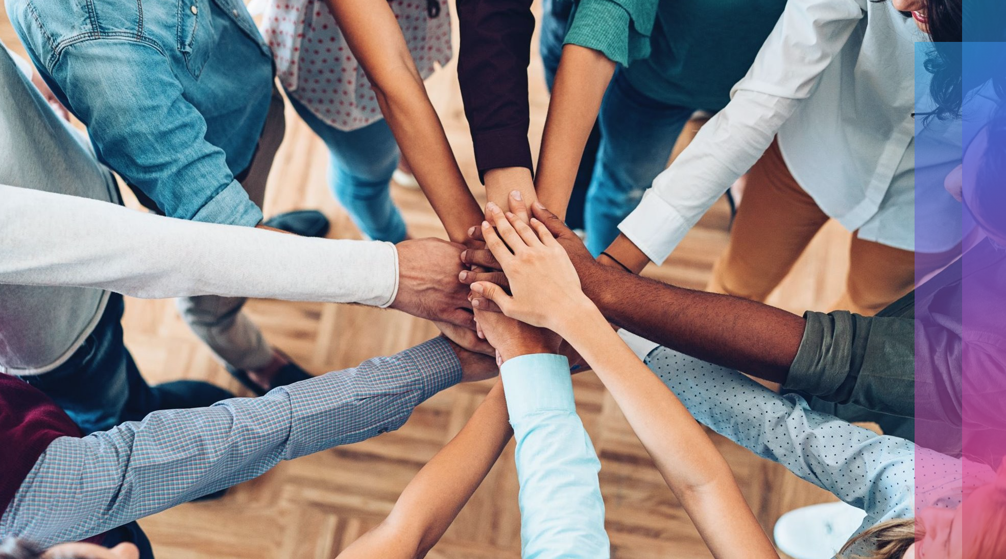 A diverse group joining hands in a circle of solidarity
